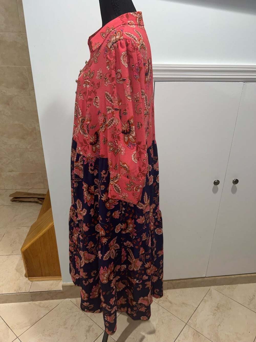 Vince Camuto Mixed Print Tiered Maxi Dress